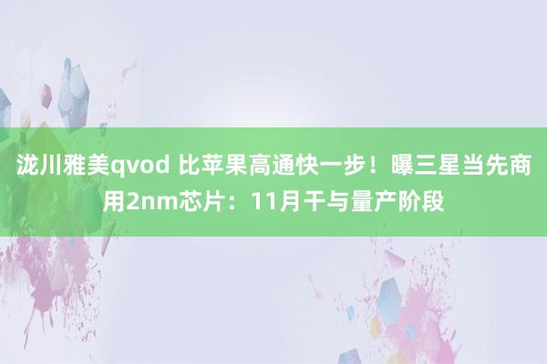 泷川雅美qvod 比苹果高通快一步！曝三星当先商用2nm芯片：11月干与量产阶段