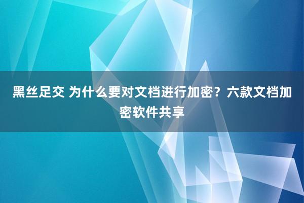 黑丝足交 为什么要对文档进行加密？六款文档加密软件共享
