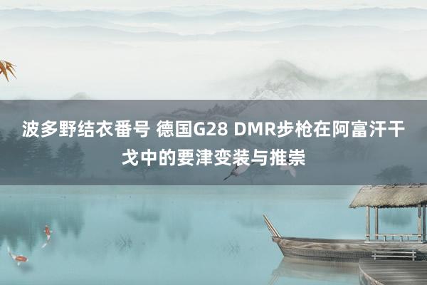 波多野结衣番号 德国G28 DMR步枪在阿富汗干戈中的要津变装与推崇