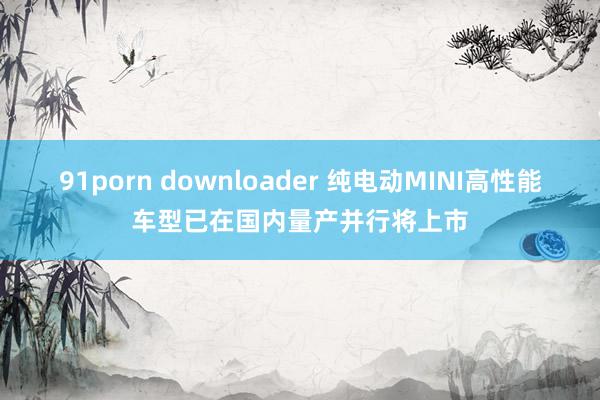 91porn downloader 纯电动MINI高性能车型已在国内量产并行将上市